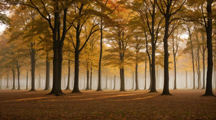 fontainebleau, forest, autumn dawn, colorful leaves