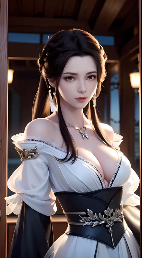 best qualtiy,tmasterpiece:1.4),超高分辨率,realisticlying,Front lighting,Complicated details,Exquisitedetailsandtextures,1girl,独奏,(年轻),Facial highlights,The upper part of the body,Detail face,tear-mole,white skinned,brown hair,pony tails,pigtails,looking at vie...
