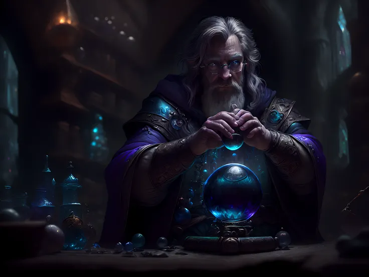 high details, best quality, 8k, [ultra detailed], masterpiece, best quality, (extremely detailed), dynamic angle, ultra wide shot, photorealistic, RAW, fantasy art, dnd art, fantasy art, realistic art, a wide angle landscape view wallpaper of a wizard (int...
