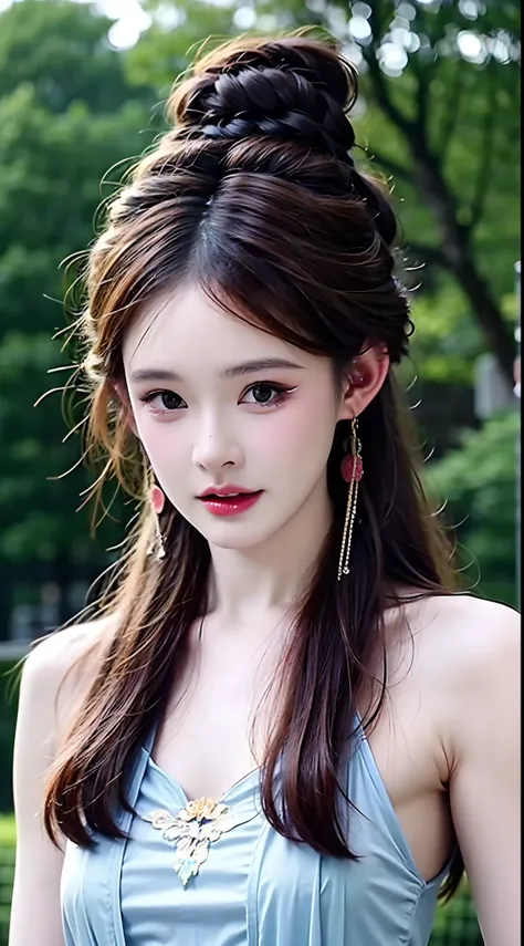 1 realistically beautiful girl, waist length hair, black eyes, ancient ao dai, style hanfu, wearing a thin silk shirt of ancient...