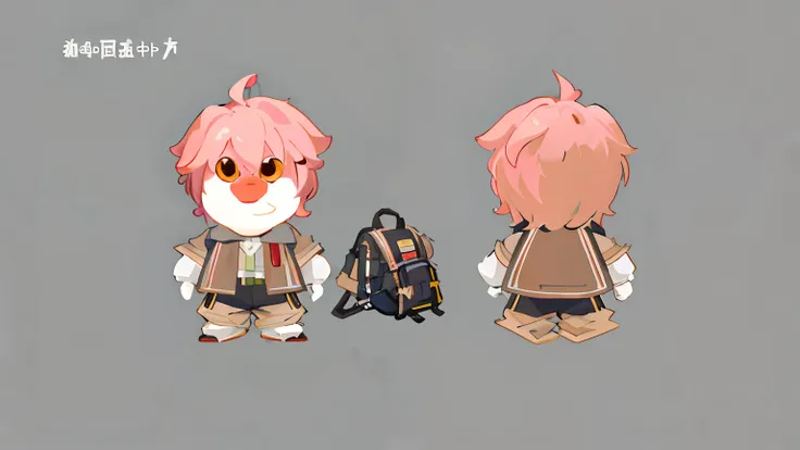 Anime character with backpack and backpack in front of him, Game character design, Herren. nimbus character design, [ Character design ], ( ( concept art of character ) ), cute character, character design contest winner, videogame character, unrealistic ch...