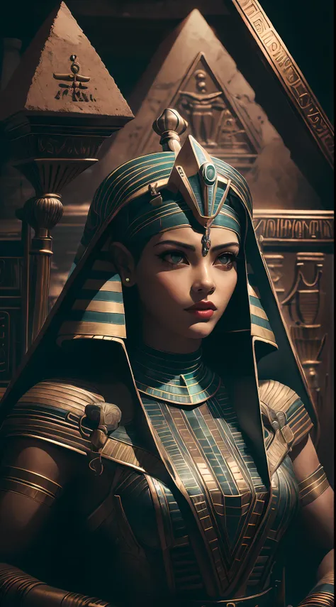 1 adult egyptian female ,ashleycipher,  black hair flaps,   makeups , upper body, looking at viewer,  oldegyptai, ancient egypti...