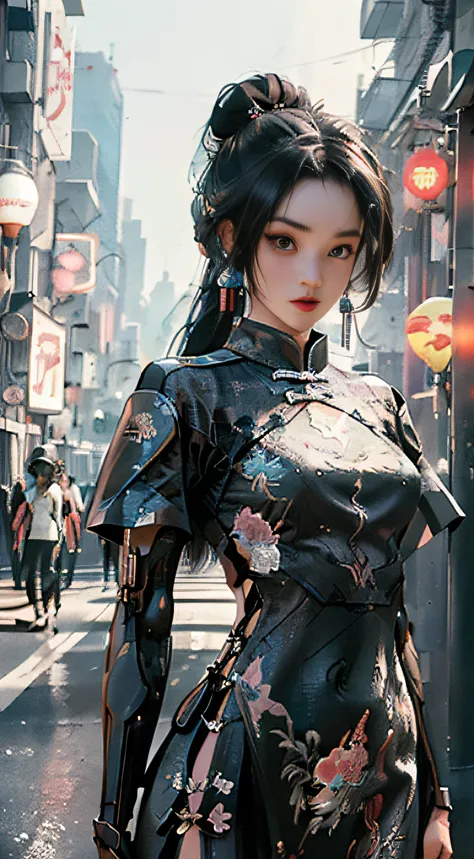 (Master Works :1.5), (Best picture quality :1.5), (Very Fine Detail, 8K, Wallpaper :1.3), Very Fine Detail, High contrast, Complex Detail, physics-based rendering, Best Composition, Whole body, Cyberpunk character Style, Dynamic Styling, 1 girl, Fine brown...