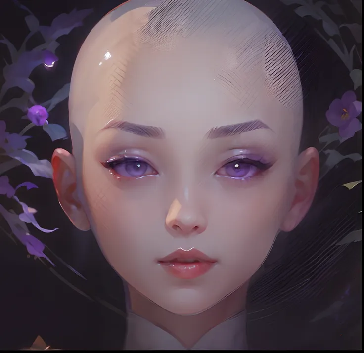 girl, (no_hair:1), bald_head, bald_head, bald girl, no sideburns, (closed_mouth:1.3,red lips, 8k, masterpiece, best quality,artb...