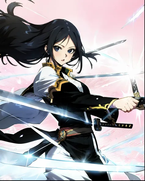 woman with manga effects and with a sword