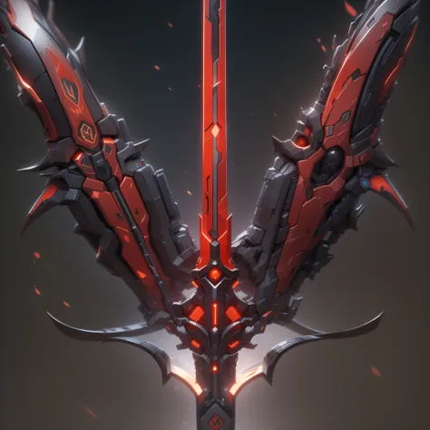 red sci-fi sword,(masterpiece, top quality, best quality, official art, aesthetic:1.2),(8k, best quality, masterpiece:1.2)