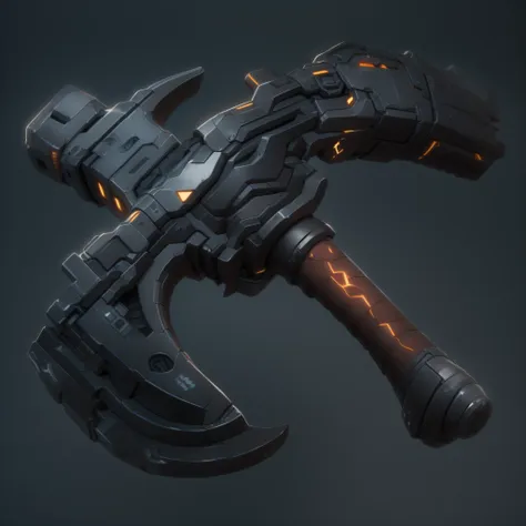 black sci-fi power axe,(masterpiece, top quality, best quality, official art, aesthetic:1.2),(8k, best quality, masterpiece:1.2)