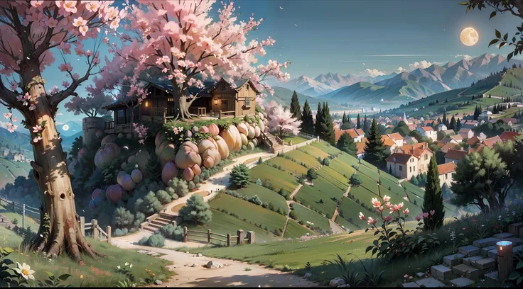 （best qualityer），（tmasterpiece），（ultra - detailed），（high detal），（extremely detaile），arcadia，the peach forest is full of flowers，...