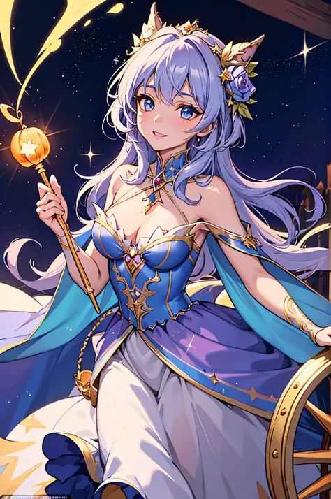 (masterpiece:1.2, best quality), 1lady, solo, upper body,
Fairy godmother, starry wand with a glowing tip, fairy dust with a shimmering sparkle, carriage with pumpkin wheels, enchanted gown with a flowing skirt, magical palace with a hidden garden