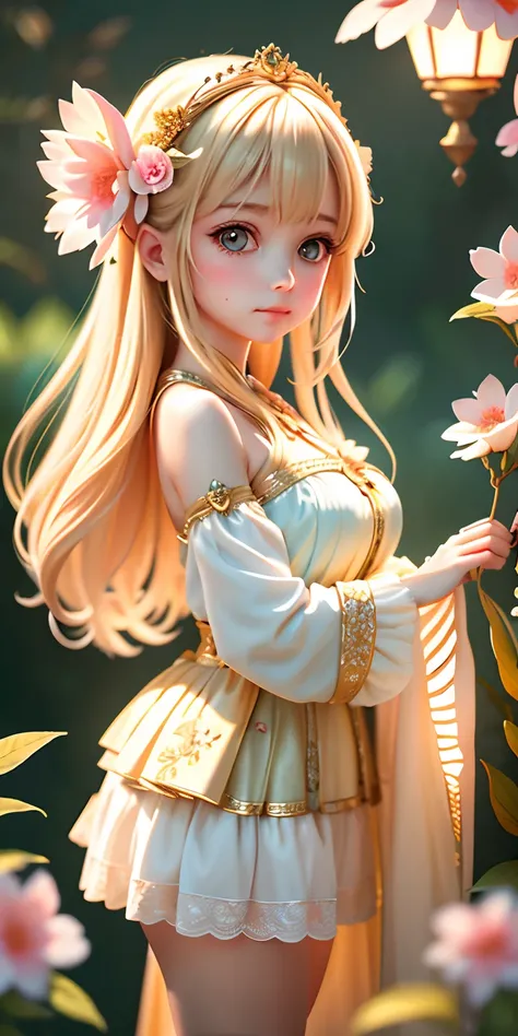 Background with:Surrounded by forest flowers and plants,one-girl(*^.^*)Kiss~A fawn{best qualtiy},{ {tmasterpiece}},Extremely detailed 8k wallpaper,{An extremely delicate and beautiful},coloured with lots of colour,intricately details,photorealestic,Realiy,...
