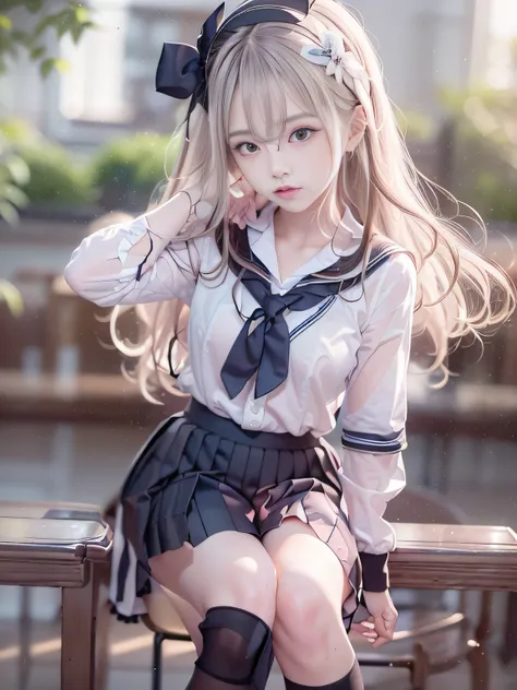 retinas, masutepiece, ccurate, Anatomically correct, Textured skin, Super Detail, high details, High quality, awardwinning, Best Quality, hight resolution, Close up of girl in 8k dress and shirt, loose coat collar sailor uniform, thin head,magical school s...