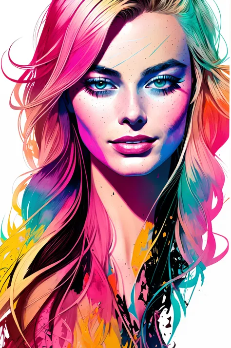 margot robbie, centrada, visual clave, intrincada, altamente detallada, belleza impresionante, lineart preciso, vibrant and comp...