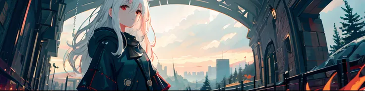 masterpiece, best quality, extremely detailed, cinematic lightning, intricate detail, highres, official art, finely detailed beautiful face and eyes, high resolution illustration, 8k, depth of field, bokeh, solo, 1girl, a girl with white hair and red eyes,...