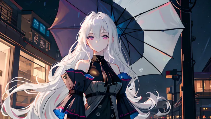 tmasterpiece, best qualtiy, extremely detaile, cinematic lightning, intricately details, A high resolution, offcial art, Fine beautiful face and eyes, high-resolution illustrations, 8k, depth of fields, bokeh, 独奏, 1girl, A girl with white hair and purple e...