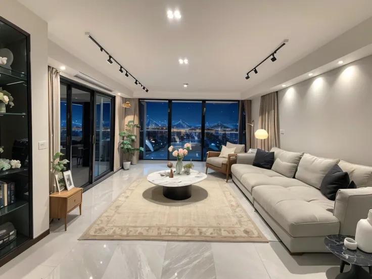 ,masterpiece, best quality,8k, ultra highres,Welcome to the fantastic duplex suite,As soon as you enter, you will be stunned by the luxurious golden marble floor!The courtyard and living room blend perfectly,Huge floor-to-ceiling windows let through the st...