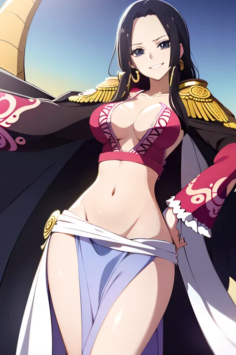 nvdiboya,skull_snake,cape, crop top, epaulettes, midriff, groin,light smile,sexy,best quality