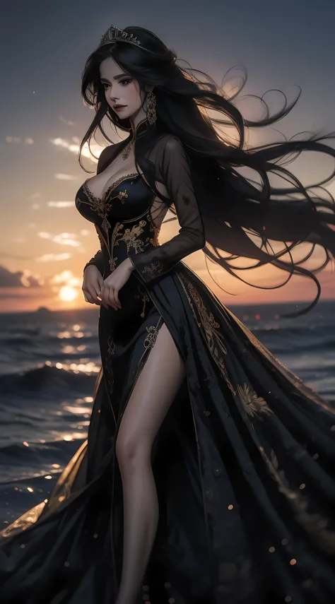 (((tmasterpiece))),((best qualtiy)),((super detailing)),(illustratio),(((Very fine and beautiful))),dynamic angle,looking at viewert,(((((独奏))),((1 arrogant lady)),(A beautiful fantasy arrogant queen),(full bodyesbian))),standing on your feet,Royal elegant...
