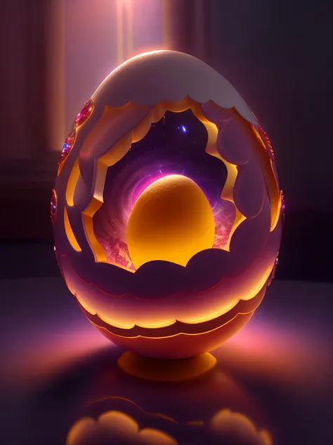 efecto shatter en after effects,,soft broken shell egg in intricately opaque 3d carved from shiny ivory in dimly lit room, con u...