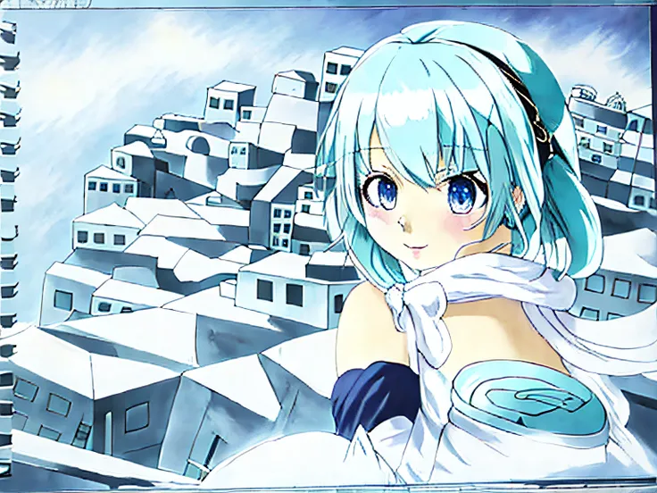 yuki，Winters，Light blue hair，shadowing，tmasterpiece，anime big breast