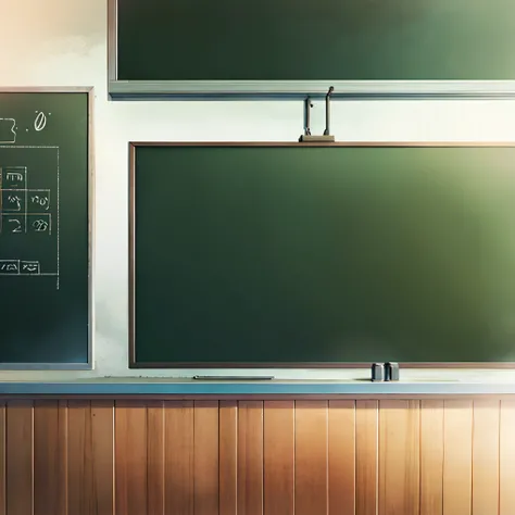 Classroom、chalk board、unmanned、Landscape without people