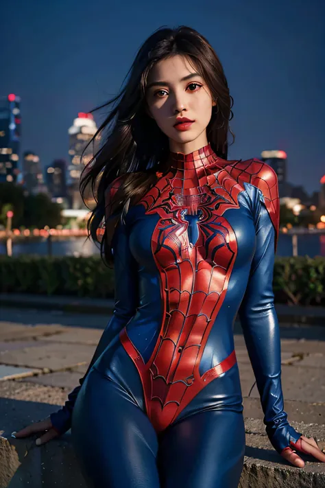 (wearing spiderwoman_cosplay_outfit:1.1), in front of a sky, (red and blue outfit:1.3),
good hand,4k, high-res, masterpiece, bes...