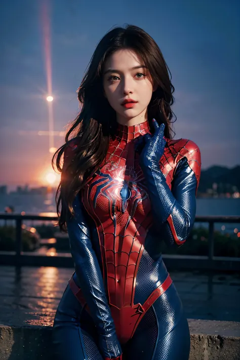 (wearing spiderwoman_cosplay_outfit:1.1), in front of a sky, (red and blue outfit:1.3),
good hand,4k, high-res, masterpiece, bes...