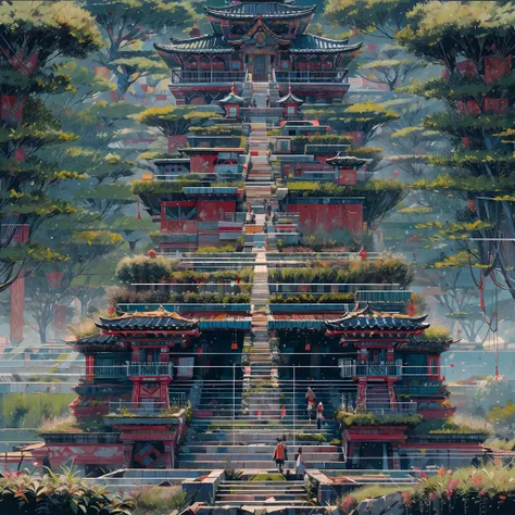 hyperdetailed regenerative [glitch] art entitled "temple of mind", niji, koan, matte, understated, meditative, (harmonic) impres...