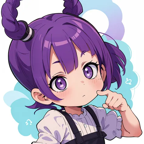 obra-prima, melhor qualidade, 1. garota rindo, cabelo roxo, purple hair, chibi infantil, chibi, rindo (garota solo)