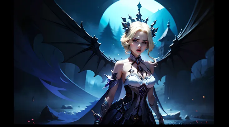 extremamente detalhado, rainha do gelo Elsa adulta, Poderes do caos, Deslumbrante armadura decotada de death knight , braided blonde hair, Olhos azuis Brilhantes, Ambiente maligno, Satanic magic, fagulhas caindo suavemente.Extreme demoniac,Rainha Lich,gost...