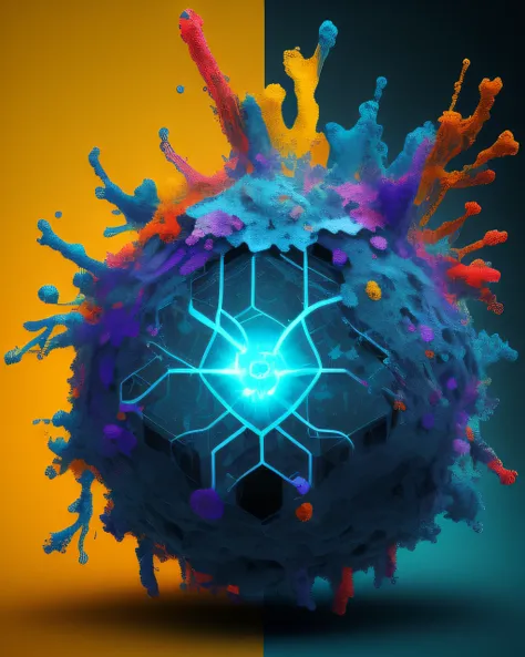 virus art , logo, cores vibrantes, vetor