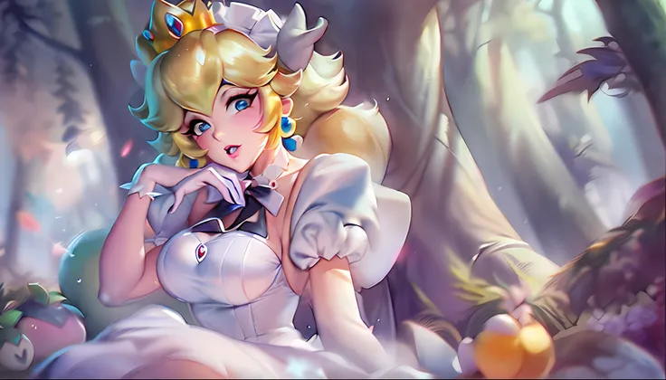 (princess peach:1.5),(sexy maid:1.2),(magical forest:1.2),(cutesexyrobutts:1.2),(rossdraw 2.5:1.1),(kda:1.1),(wlop:1.1),(sakimic...