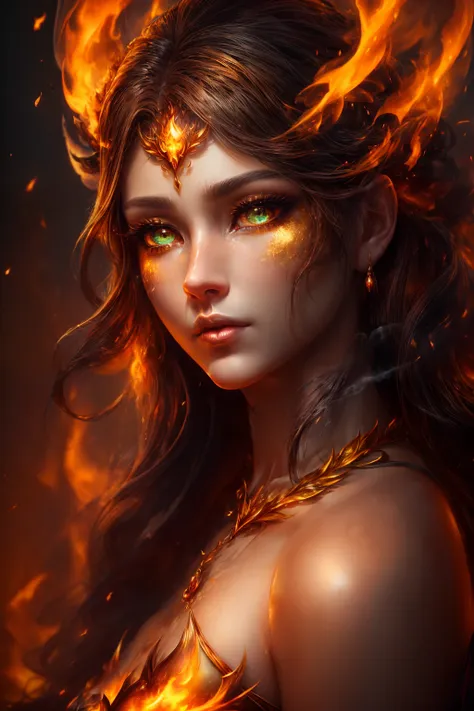 this (realistic fantasy) art contains embers, real flames, real heat, and realistic fire. generate a masterpiece artwork of a pe...