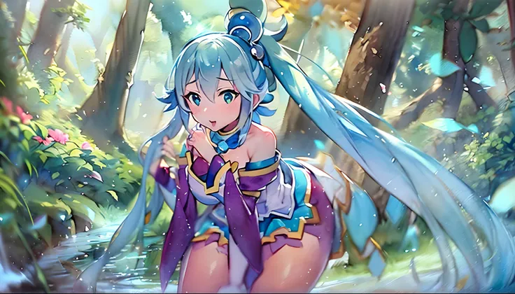 (aqua from konosuba:1.5),(sexy maid:1.2),(magical forest:1.2),(cutesexyrobutts:1.2),(rossdraw 2.5:1.1),(kda:1.1),(wlop:1.1),(sak...