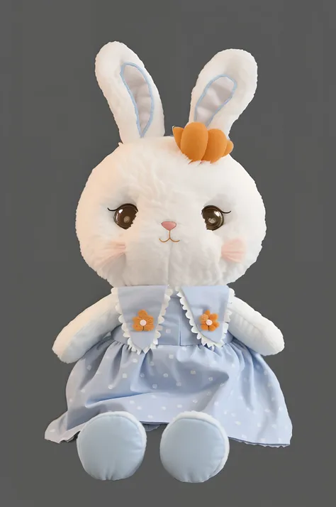 There is a stuffed animal wearing a dress and carrots, cute fumo plush bunny girl, ultrarealistic sweet bunny girl, stuffed doll, cute anthropomorphic bunny, plushies, plushies, plushies, rabbit face only, cute toy, Detailed picture, a plush, Cute Pocelain...
