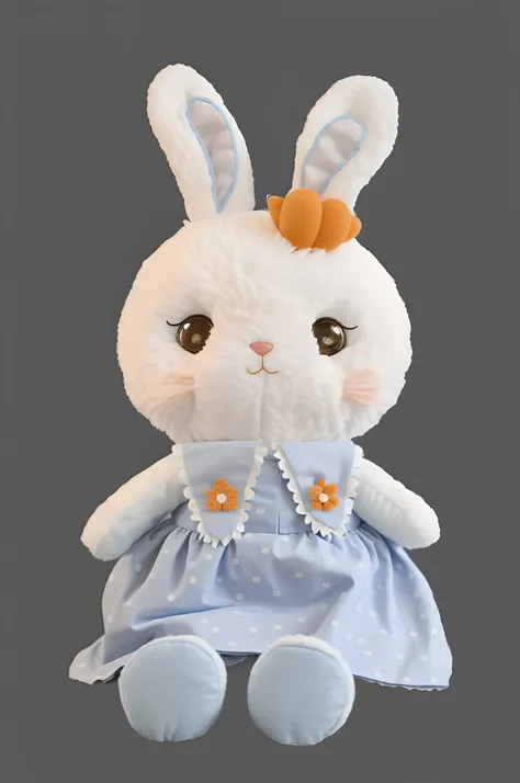 There is a stuffed animal wearing a dress and carrots, cute fumo plush bunny girl, ultrarealistic sweet bunny girl, stuffed doll, cute anthropomorphic bunny, plushies, plushies, plushies, rabbit face only, cute toy, Detailed picture, a plush, Cute Pocelain...