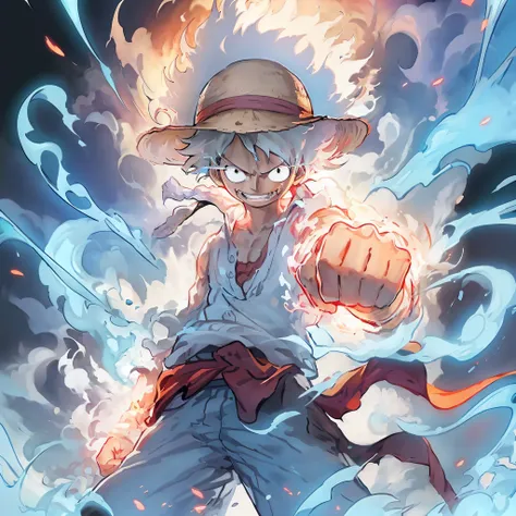 anime characters wearing hats and fists in the air, luffy, monkey d luffy, luffy (one piece, monkey d. luffy, advanced digital a...