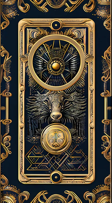 masterpiece, the intricate back of a sleek and luxurious ralistic big black goat tarot card deck, incredible and finely detailed...