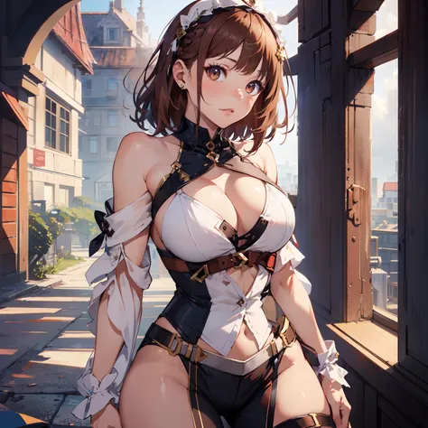 masterpiece, best quality, high resolution,
2ndDefault, Asymmetrical Designed Costume,  bare arms, bare shoulders, 1girl, breasts, solo,