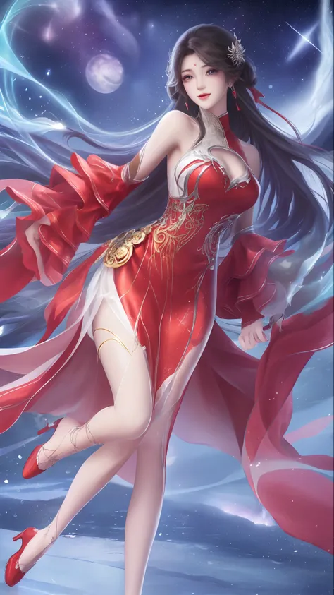The moonlight sprinkled like water on the slender figure of the emperor sister,She stands gracefully surrounded by mountains and rivers,Its like a beautiful picture。She in the night,Hair falls on your shoulders like a waterfall,Exudes an attractive sheen。H...