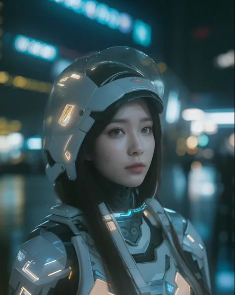 cinematic colorgrading film, dramatic scene, photography, RAW, Masterpiece, ultra wide angle, walking on the cyberpunk cityscapes, Ultra Fine Photo, (cyborg arms:1.3), medium breast, Best Quality, Ultra High Resolution, Photorealistic, volumetric light, St...