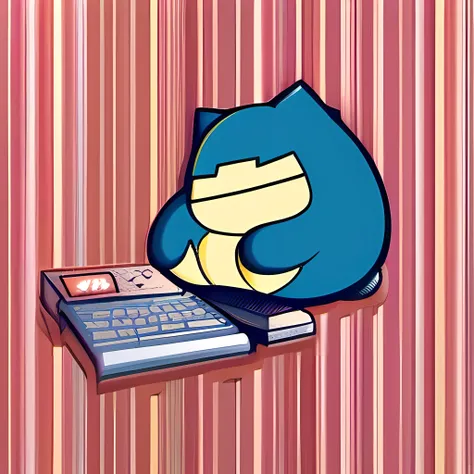 pocket monster,snorlax,cartoon,playing computer