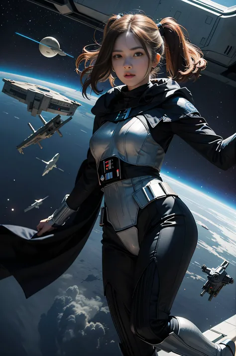 StarWars、Twin-tailed、Darth Vader Cosplay Woman、Space Super Armor、Jump Action