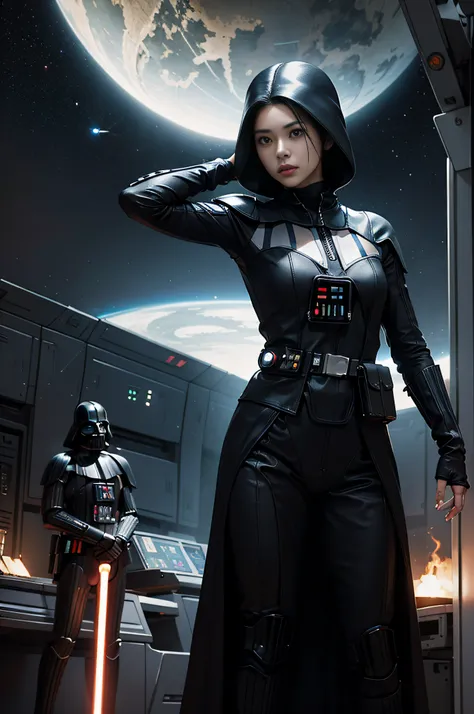 StarWars、Twin-tailed、Darth Vader Cosplay Woman、Space Super Armor、Jump Action