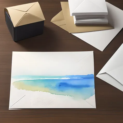 Submission on desk and envelope for mailing、Watercolor wind --auto