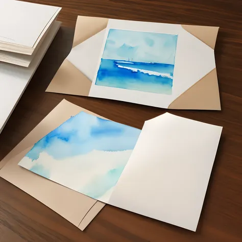 Submission on desk and envelope for mailing、Watercolor wind --auto