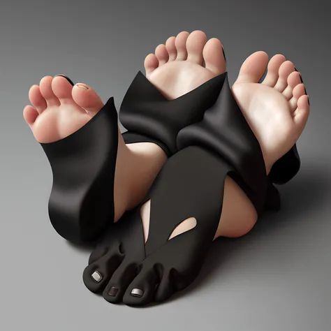 Feet black silk