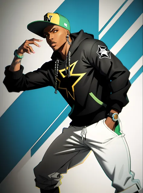 um close up de um personagem de anime, papel de de parede 4k, rapper, hip hop, forte, personagem de jogo, anime desenho, roupas de rapper anos 2000, estilo do jogo def jam fight for ny, anime art desenho