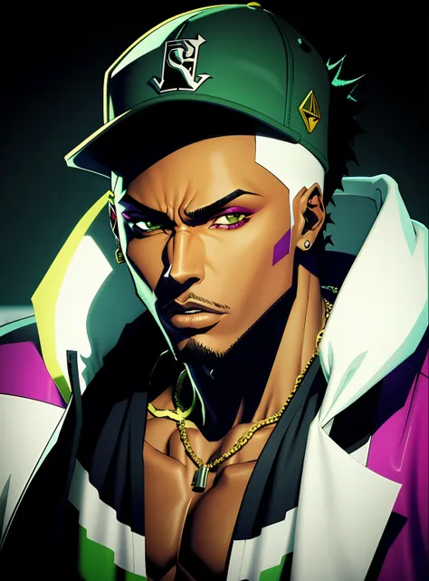 um close up de um personagem de anime, papel de de parede 4k, rapper, hip hop, forte, personagem de jogo, anime desenho, roupas de rapper anos 2000, estilo do jogo def jam fight for ny, anime art desenho