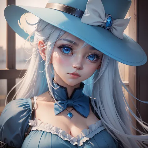 anime girl with blue eyes and a blue hat, ashe, sad cerulean eyes, cute anime girl portraits, zerochan art, portrait anime girl, detailed portrait of anime girl, beautiful anime portrait, anime style 4 k, detailed anime character art, portrait of a female ...