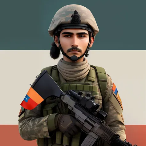 Soldier with Indian flag